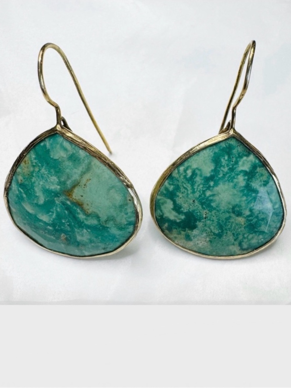 Turquoise Teardrop Vermeil Gold French Hook Earrings